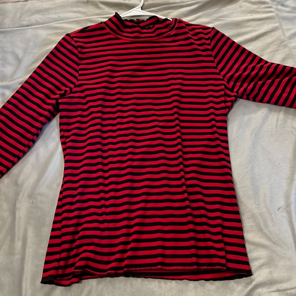 Hot Topic Red and Black Striped Shirt